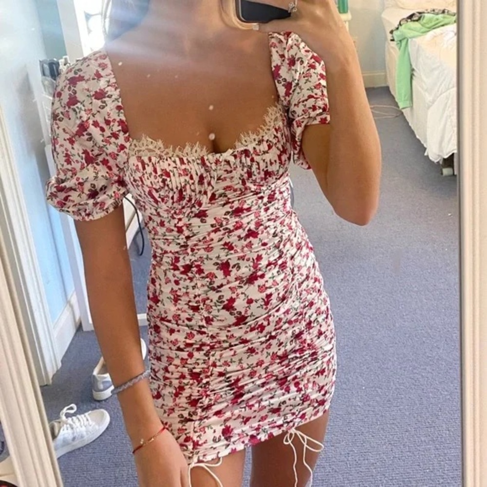 For love and lemons melrose Floral Puff Sleeve Mini Dress
